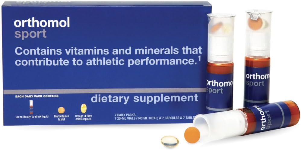 Orthomol Sport, 7 jours d'approvisionnement, supplément de nutrition sportive Premium avec des vitamines A, B, C, D, E, Zinc, Iodine, Coenzyme Q10, L-Carnitine, Oméga-3 et minéraux essentiels pour une performance optimale