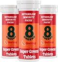 8Greens Supergreens Tablets | Super Greens Powder Superfood Tablet, Metabolism Immunity & Focus, Daily Greens Effervescent Tablets, Organic: Aloe Vera, Spirulina, Chlorella, Blood Orange, 30 Servings