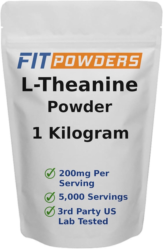 Poudre L-Theanine 100% pure, non-OGM, végétalien, sans gluten supplément de poudre de théanine (dimensions multiples) l'humeur et la cognition, le soulagement du stress et la relaxation, Scoop inclus (1 kilogramme)