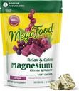 MegaFood Relax + Calme supplément de magnésium - Mâches douces avec du Citrate de magnésium et du Malate pour la santé cardiaque, la tension musculaire et plus - Végétarien - Avoeur de raisin - 30 Mâches (15 portions)