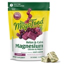 MegaFood Relax + Calme supplément de magnésium - Mâches douces avec du Citrate de magnésium et du Malate pour la santé cardiaque, la tension musculaire et plus - Végétarien - Avoeur de raisin - 30 Mâches (15 portions)