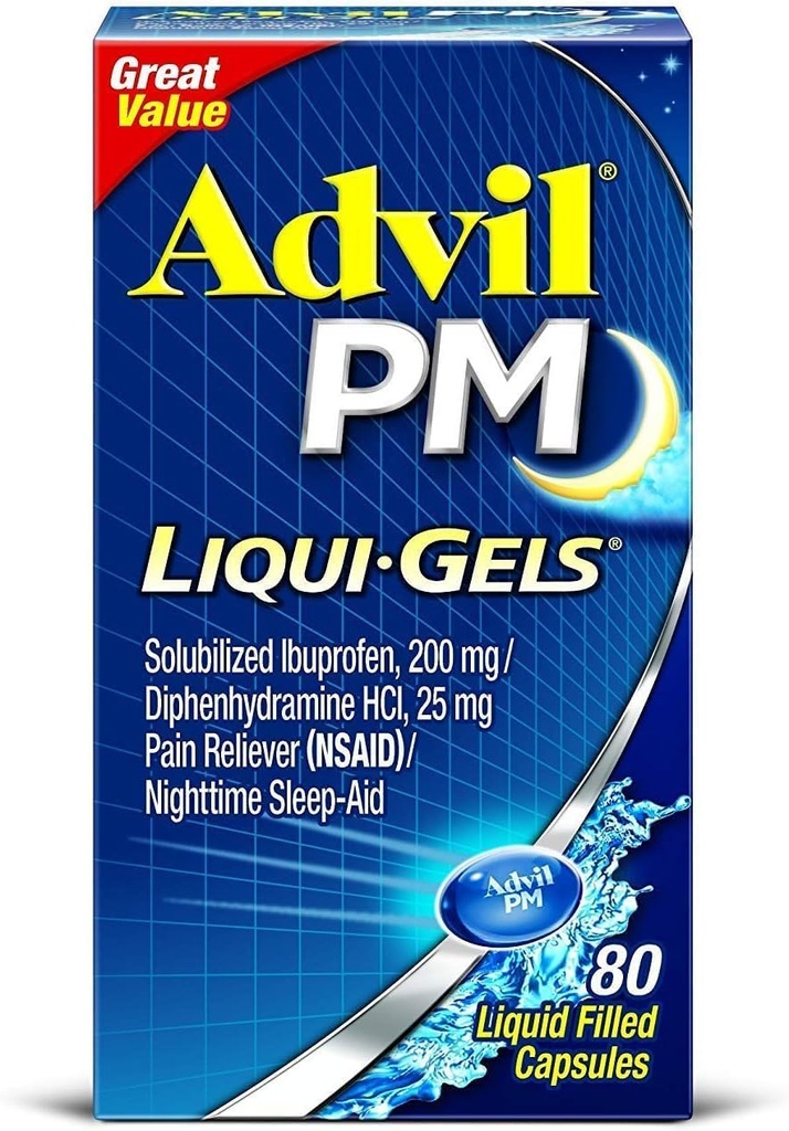 Advil PM Ibuprofène 200 mg Liqui-Gels 80 ea (paquet de 4)