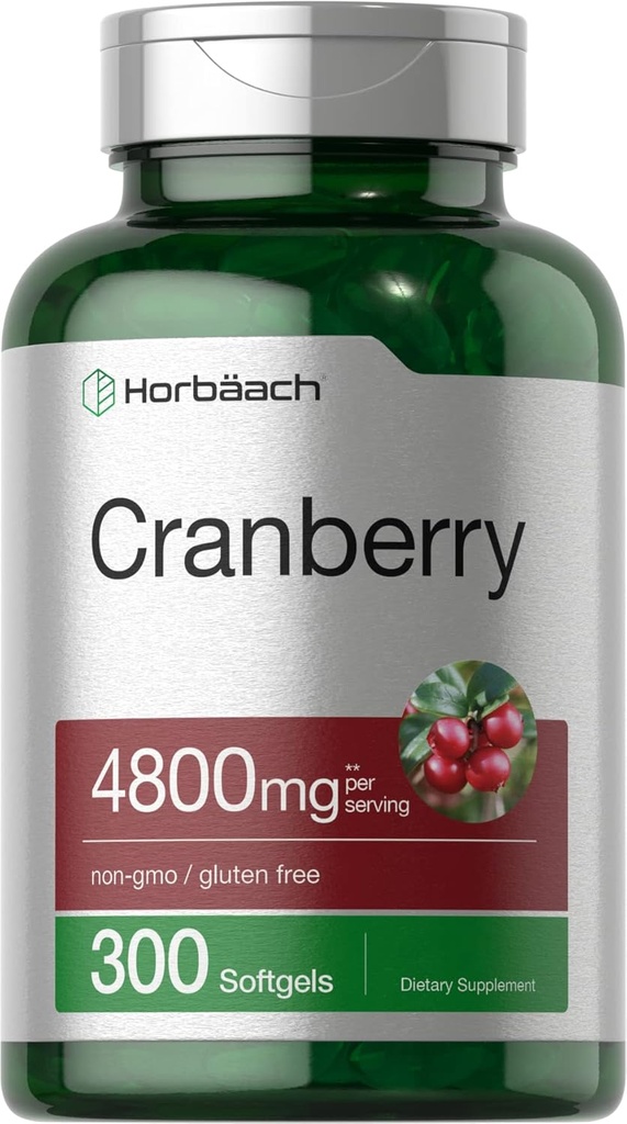 Horbäach Pilules de canneberge 4800mg.300 Softgels.
