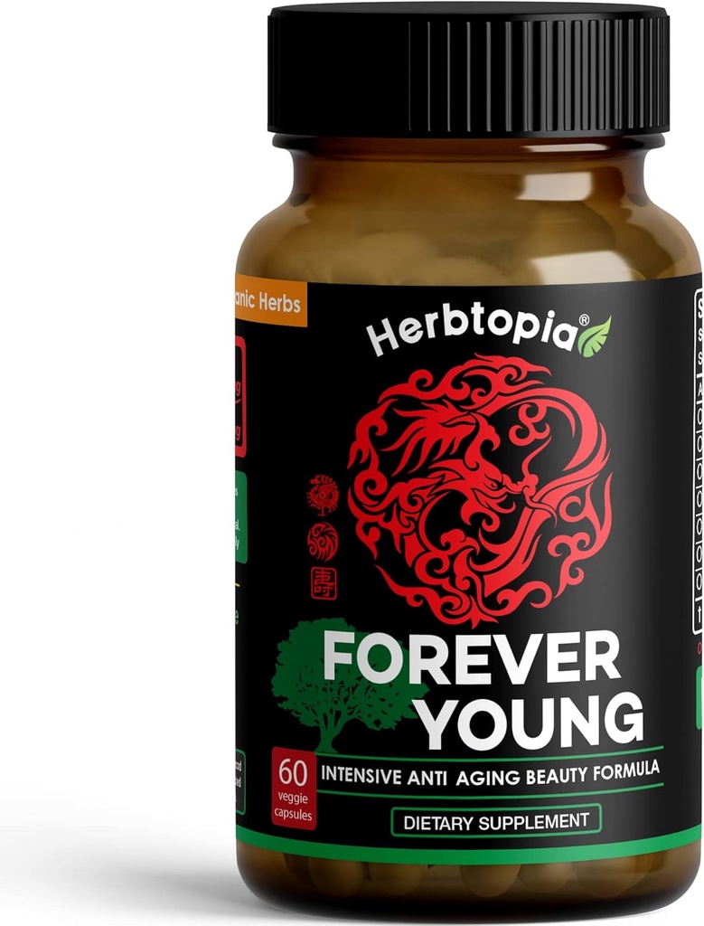 Supplément pour la longévité des jeunes pour l'immunité, les cheveux anti-gris, le allongement du télomere et l'humeur heureuse avec/Ginseng, Astragalus, Lions Mane, Reishi Champignon, Codonopsis