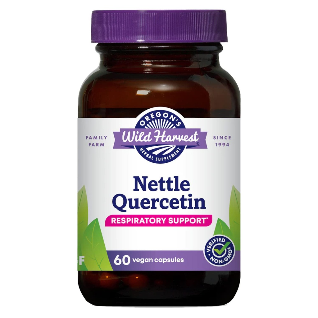 Capsules de Nettle Quercetin de l'Oregon, suppléments à base de plantes biologiques non OGM, 60 Nombre
