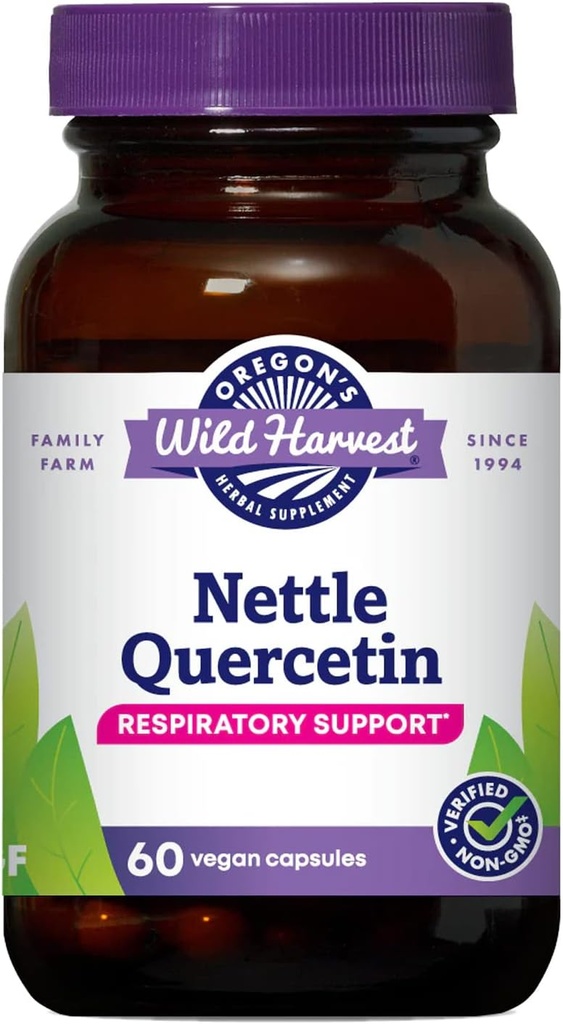 Capsules de Nettle Quercetin de l'Oregon, suppléments à base de plantes biologiques non OGM, 60 Nombre