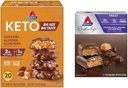 Atkins Caramel Almond Clusters, Gluten Free, High in Fiber, 1g Sugar, 2g Net Carb, Keto Friendly, 20 Count & Endulge Chocolate Caramel Mousse Bar, Dessert Favorite, 1g Sugar, High in Fiber, 5 Count