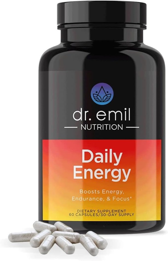 DR. EMIL NUTRIITION Supplément énergétique quotidien - Pilules d'énergie sans sucre avec 160mg de caféine par service - Supplément d'énergie et de focus avec extrait de Guarana, L-Taurine et L-Theanine