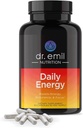 DR. EMIL NUTRIITION Supplément énergétique quotidien - Pilules d'énergie sans sucre avec 160mg de caféine par service - Supplément d'énergie et de focus avec extrait de Guarana, L-Taurine et L-Theanine