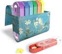 Organisateur de pilules, LIZIMANDU Boîte à pilules de voyage hebdomadaire Rappel de médicaments tous les jours AM PM, nuit de jour 7 Compartiments, pour 4 fois par jour, 7 jours par semaine-inclut étui en cuir PU (Peach Blossom)