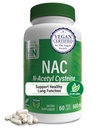 Santé Thru Nutrition NAC N-acétyl-Cysteine 600mg 60 Capsules Certifié végétalien Le supplément NAC le plus pur soutient la santé du poumon, du foie et de la santé cellulaire