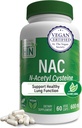 Santé Thru Nutrition NAC N-acétyl-Cysteine 600mg 60 Capsules Certifié végétalien Le supplément NAC le plus pur soutient la santé du poumon, du foie et de la santé cellulaire