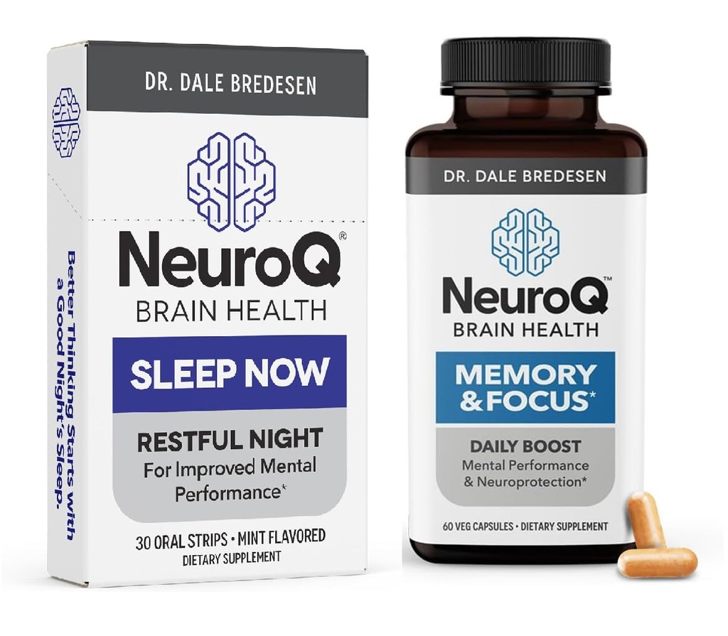 LifeSeasons NeuroQ Memory & Focus with SleepNow Strips - 24/7 Soutien à la santé cérébrale - Améliorer la fonction cognitive du sommeil - 30 jours d'approvisionnement