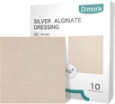Dimora Upgrade 10 packs Argent Antibactérien Alginate Wound Dressing Pads, non stick Sterile Gauze, hautement absorbant et confortable, 4'' x 4'' Patches