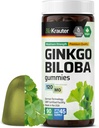 BIO KRAUTER Ginkgo Biloba Gummies - 90 Végétaux Chews - Suppléments Ginkgo Biloba pour le soutien du cerveau - 120 mg Extrait normalisé - Formule à base de pectines