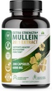 HERBALICIEUS Mullein Leaf Extract Verbascum Thapsus 20:1-200 Capsules - Supplément naturel à base de plantes de désintoxication pulmonaire - Soutient la santé respiratoire et immunitaire, le nettoyage pulmonaire