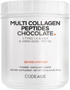 Codeage Multi Collagen Chocolate Protein Powder - Hydrolyzed Bovine Collagen Peptides, 5 Collagen Types & MCT Oil - Collagen Creamer, Chocolate Collagen Peptides - Protein Shakes - Non-GMO - 18.17 oz