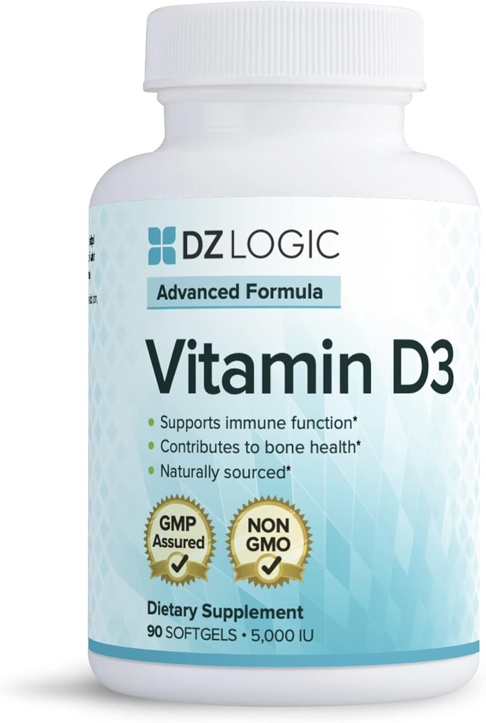 Dr. Dzugan's Advanced Vitamin D3 Formula :: Non-GMO, Gluten Free, GMP Certified :: 90 Softgels 5,000IU :: Immune Function, Bone Health