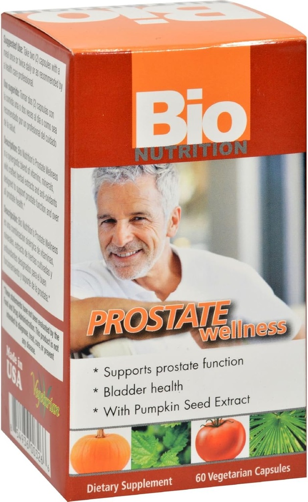Bio Nutrition Prostate Wellness - Bladder Health - Gluten Free - 60 Vegetarian Capsules (Pack of 2)