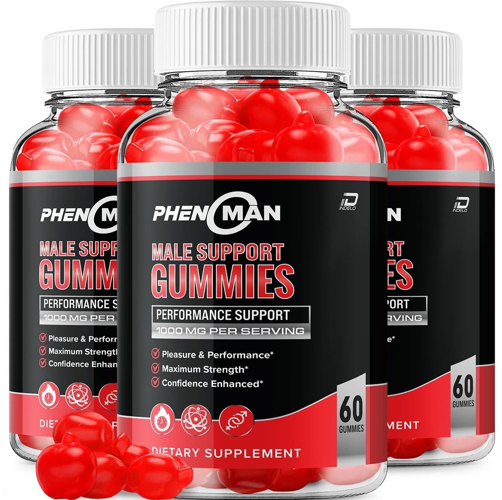 Phénoman pour les hommes Gummies – Phéno Man Max Performance, Phénoman Formule avancée, Supplément naturel extra-fort pour la croissance musculaire et le soutien de la santé globale et critiques (3 Pack – 180 Gummies)