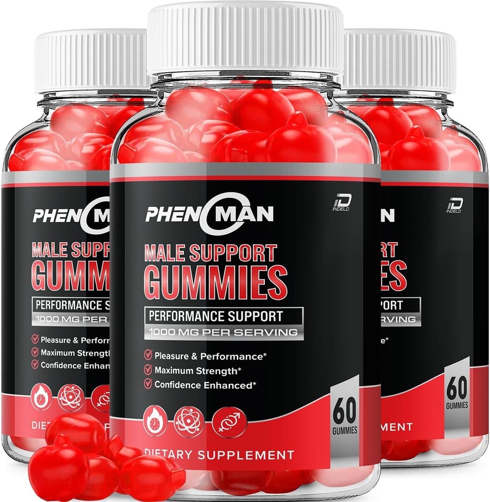 Phénoman pour les hommes Gummies – Phéno Man Max Performance, Phénoman Formule avancée, Supplément naturel extra-fort pour la croissance musculaire et le soutien de la santé globale et critiques (3 Pack – 180 Gummies)