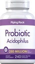 Pipeping Rock Probiotic Acidophilus Capsules 250 millions de CFU, 240 pilules Supplément alimentaire, sans OGM, sans gluten