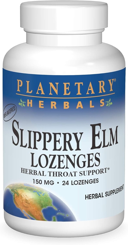 Herbes Planétaires Slippery Elm Lozenges, Soutien à la gorge des plantes, 24 Lozenge