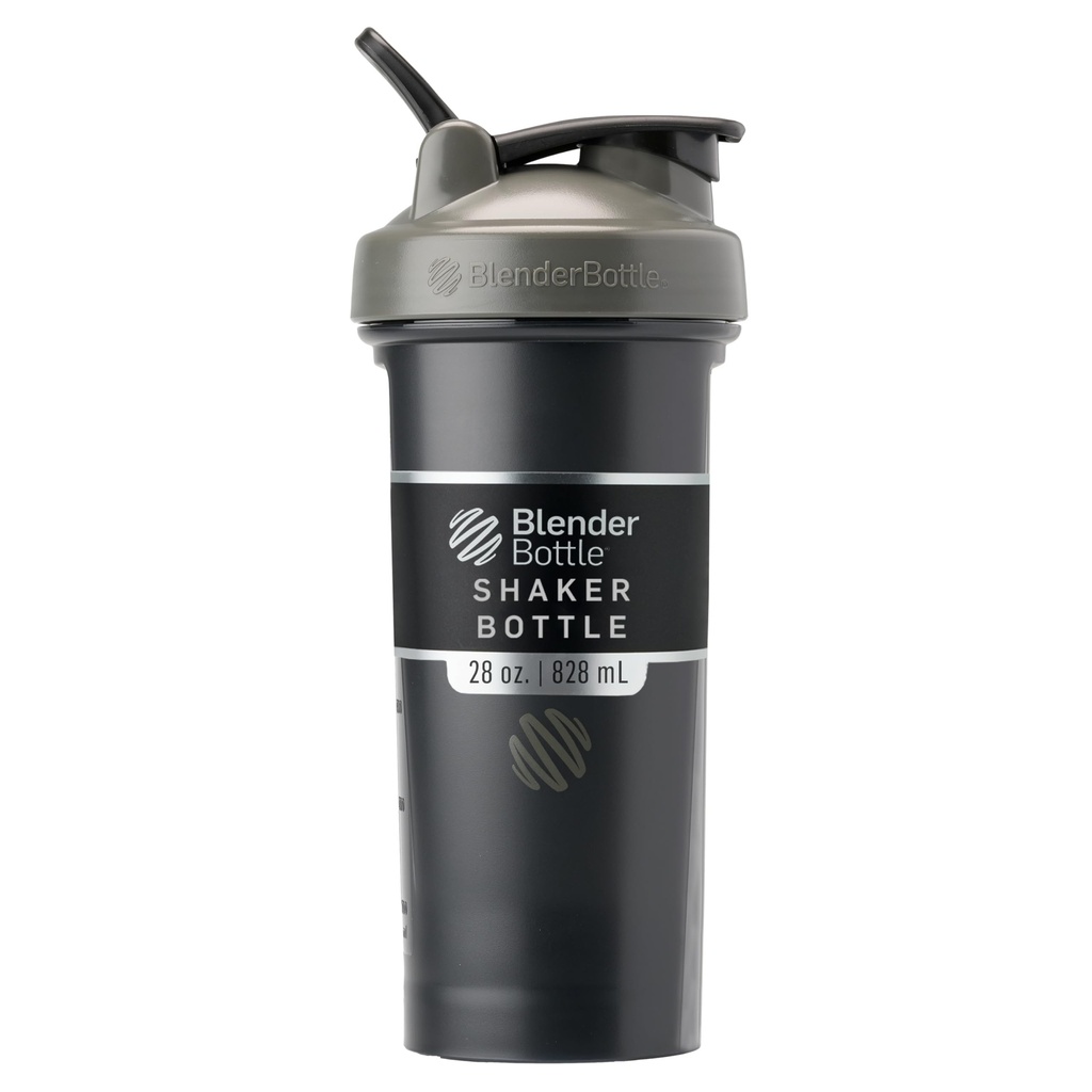 Bouteilles de mélange Classic V2 Bouteille de Shaker Parfaite pour Shakes Protein et Préentraînement, 28-Ounce, Gris/Noir, Black Shadow