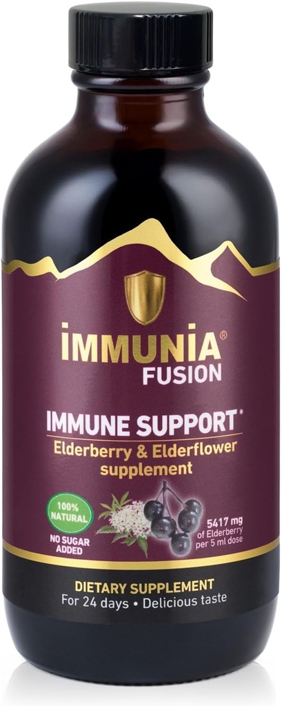 Immunia Fusion - Améliorez votre soutien immunitaire. Une formule puissante faite avec des sureau, des fleurs et des fruits bleus riches en polyphénols. Une formule antioxydante concentrée. (1-paquet)