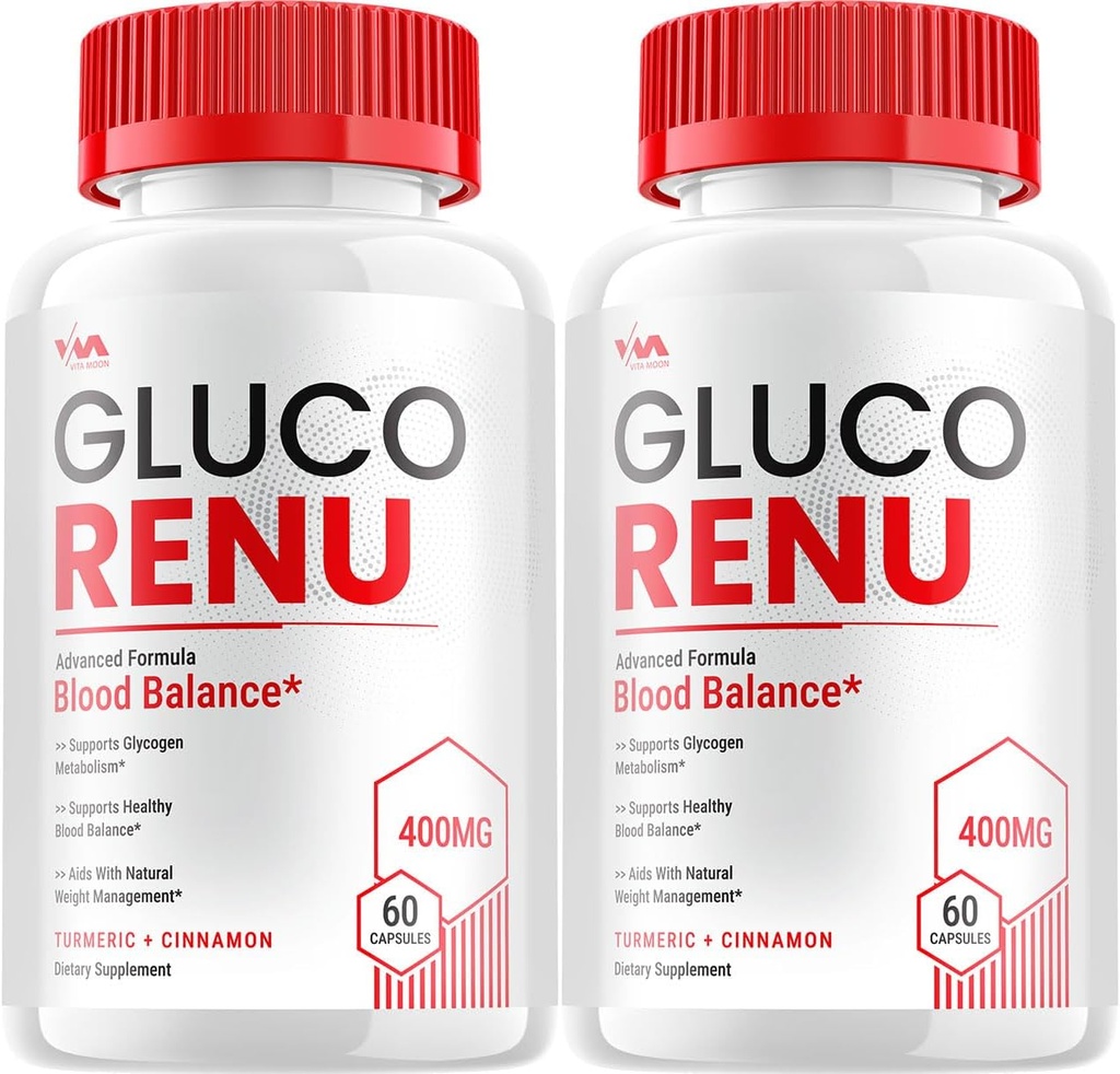 (2 Pack) Gluco Renu Supplément, GlucoRenu Capsule - Formule avancée Gluco Renu, GlucoRenu Évaluations de la force maximale, 120 Capsules