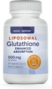 Glutathion liposomique non-OGM, supplément sans gluten de 500mg - peut fournir un soutien immunitaire, la détox hépatique, la santé cérébrale et la santé cardiaque - 60 gélules de Glutathion