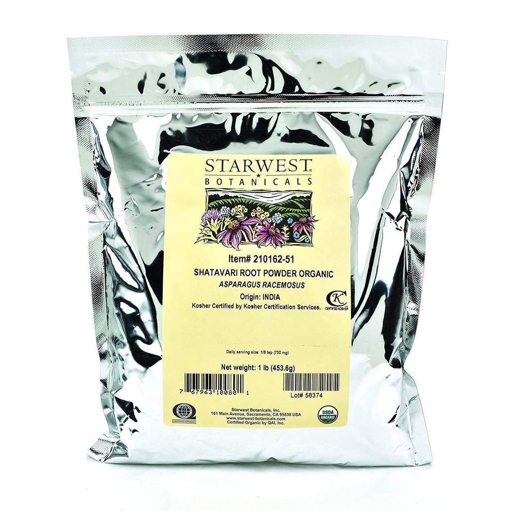 Starwest Botanicals Poudre de racine Shatavari biologique, 1 livre