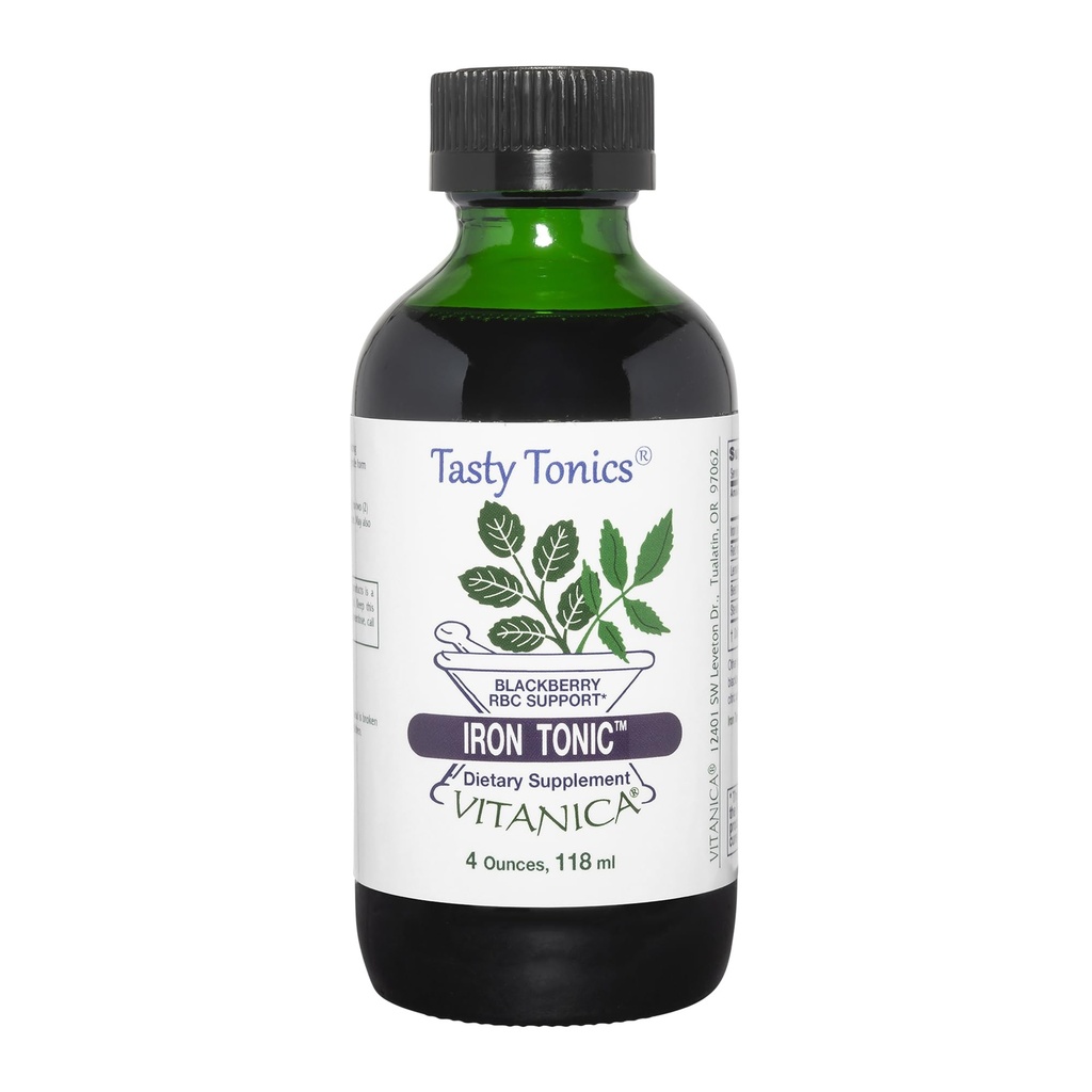Tonique de fer Vitanica, supplément de fer liquide, soutien des globules rouges, végétalien, 4 once