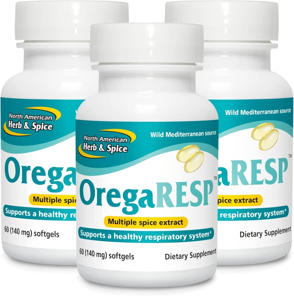 NORTH AMERICAN HERB & SPICE OregaResp P73-60 Softgels - Pack of 3 - Supports Immune & Respiratory Health - Multiple Spice Oil Complex with Oreganol P73 Oregano Oil - Non-GMO - 90 Total Servings