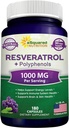 aSquared Nutrition Resveratrol naturel avec extrait de vin rouge - 180 Capsules - Trans Resveratrol Antioxydant Supplément pilules pour la santé du coeur pur - Trans-Resveratrol extra-fort