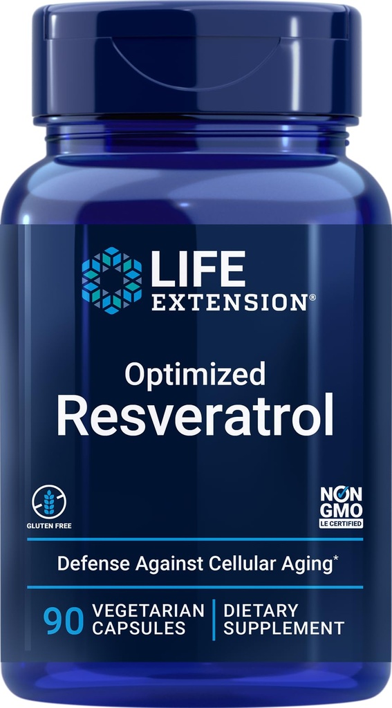Prolongation de vie Optimisé Resvératrol, 90 Capsules végétariennes