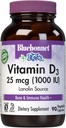 BlueBonnet Nutrition Vitamine D3 1000 UI, Aide à la croissance musculaire et squelettique, Cholecalciferol de Lanoline, Non OGM, Sans gluten, Sans soja, Sans lait, Casher, 90 Capsule végétale, Blanc