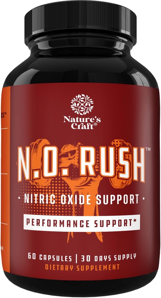 Pilules de soutien à l'oxyde nitrique - Supplément d'entraînement naturel et Enhancer d'exercice - Boost Energy Strength Recovery Muscle Builder - Pure L-Arginine & L-Citrulline Acid Amino Capsules - by Natures Craft