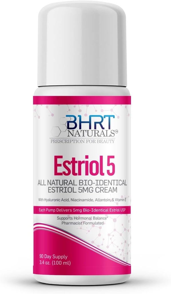 Crème Estrogène pour femmes Ménopause Relief – Crème naturelle bioidentique Estriol - Hormone Balance BHRT - Pharmacienne de qualité professionnelle - Fabriqué aux États-Unis, Blanc