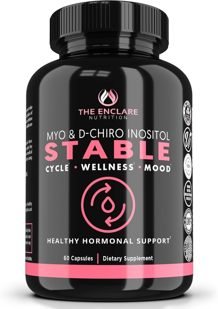THE ENCLARE NUTRITION Myo-inositol, D-Chiro Inositol Capsules (Optimal 40:1 Ratio) | Fertility, Natural PCOS Supplements for Women, Hormone Balance, Healthy Ovarian Support