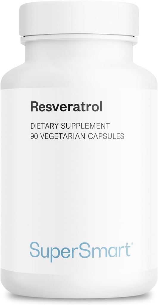 Supersmart - Resvératrol 40mg par jour (bien toléré) - Extrait de raisins rouges organiques - Supplément de resvératrol à haute puissance