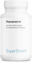 Supersmart - Resvératrol 40mg par jour (bien toléré) - Extrait de raisins rouges organiques - Supplément de resvératrol à haute puissance