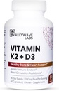 Vitamine D3 K2 Capsules - 2-en-1 Vitamine K2 MK7 100 mcg + VIT D3 5000 UI (125 mcg) Supplément alimentaire pour soutenir le soutien de la santé des os, des dents, des muscles et des immunes*, 60 Nombre