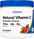 Nutricost Vitamine naturelle C - Poudre de cerise d'acérola 0,5 LB - Sans gluten et sans OGM