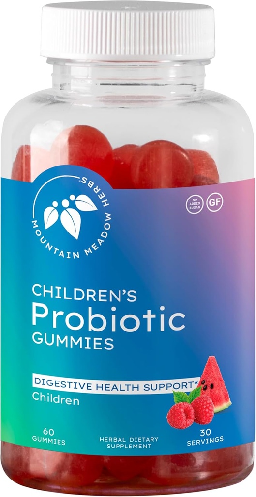 Mountain Meadow Herbes enfants Probiotiques Gommies pour les enfants (en anglais seulement) Soutien à la régularité digestive Système immunitaire + Microbiome Santé pour les enfants (en anglais seulement) 3 ans et plus Pas de sucre ajouté 60 ct.
