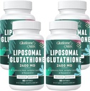 8-en-1 Glutathion liposomique 2400 MG, formule antioxydante à absorption élevée – avec acide hyaluronique, acide alpha-lipoïque, resvératrol - peau, détox hépatique et système immunitaire, 240 softgels