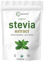 Poudre de Stevia biologique pure, 1 livre (2 837 portions), extrait de feuille verte de Stevia de qualité supérieure Reb-A-