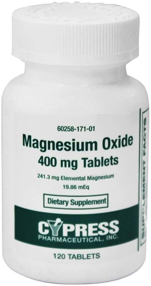 Magnesium Oxide 400 mg, 120 Tablets Per Bottle (4 Bottles)