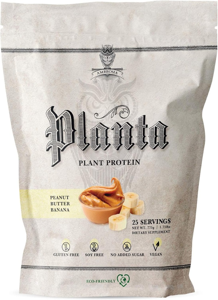 Ambrosia Planta - Protéines végétales de qualité supérieure (Bouteille de Peanut Banana)
