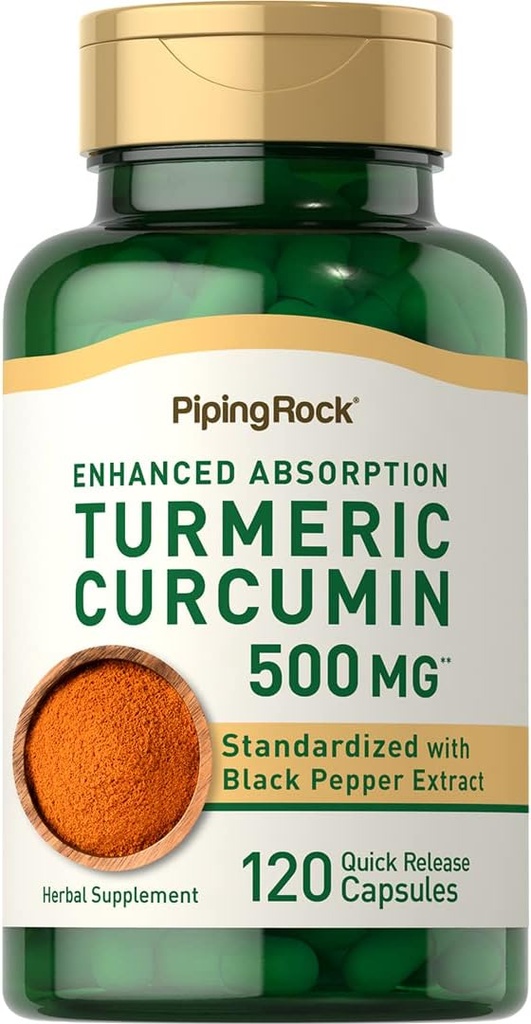 Curcumine de curcumine de curcuma de pierre piquante avec poivre noir 500mg.120 Capsules.